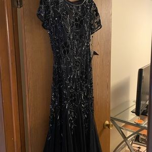 Adrianna Papell beaded dark blue mother of the bride/groom dress. Never worn.